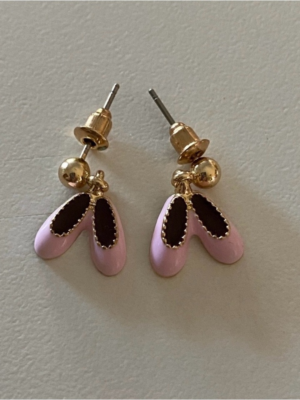 Gold tone & Pink Ballerina  Drop Earrings - Women Jewelry